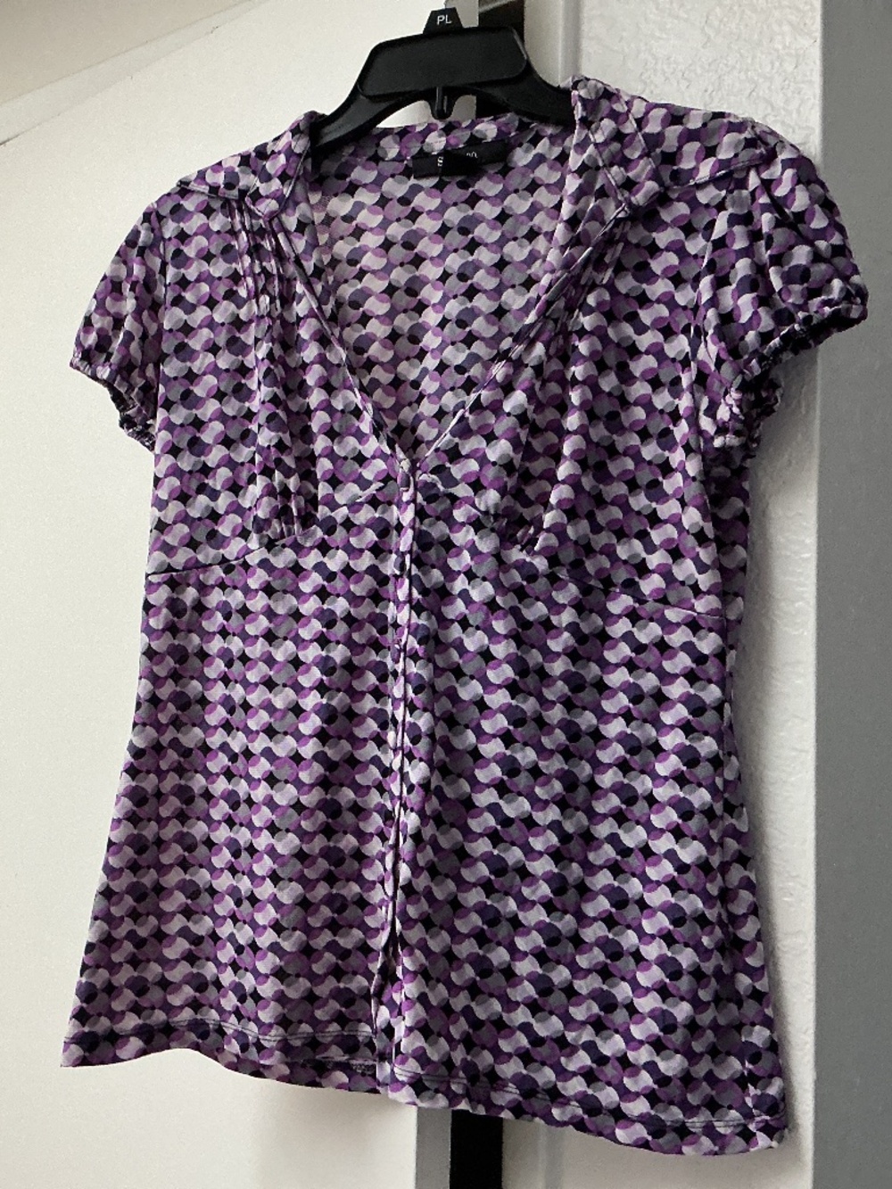 Vintage mesh shirt bodice with puffy sleeves and covered buttons size large